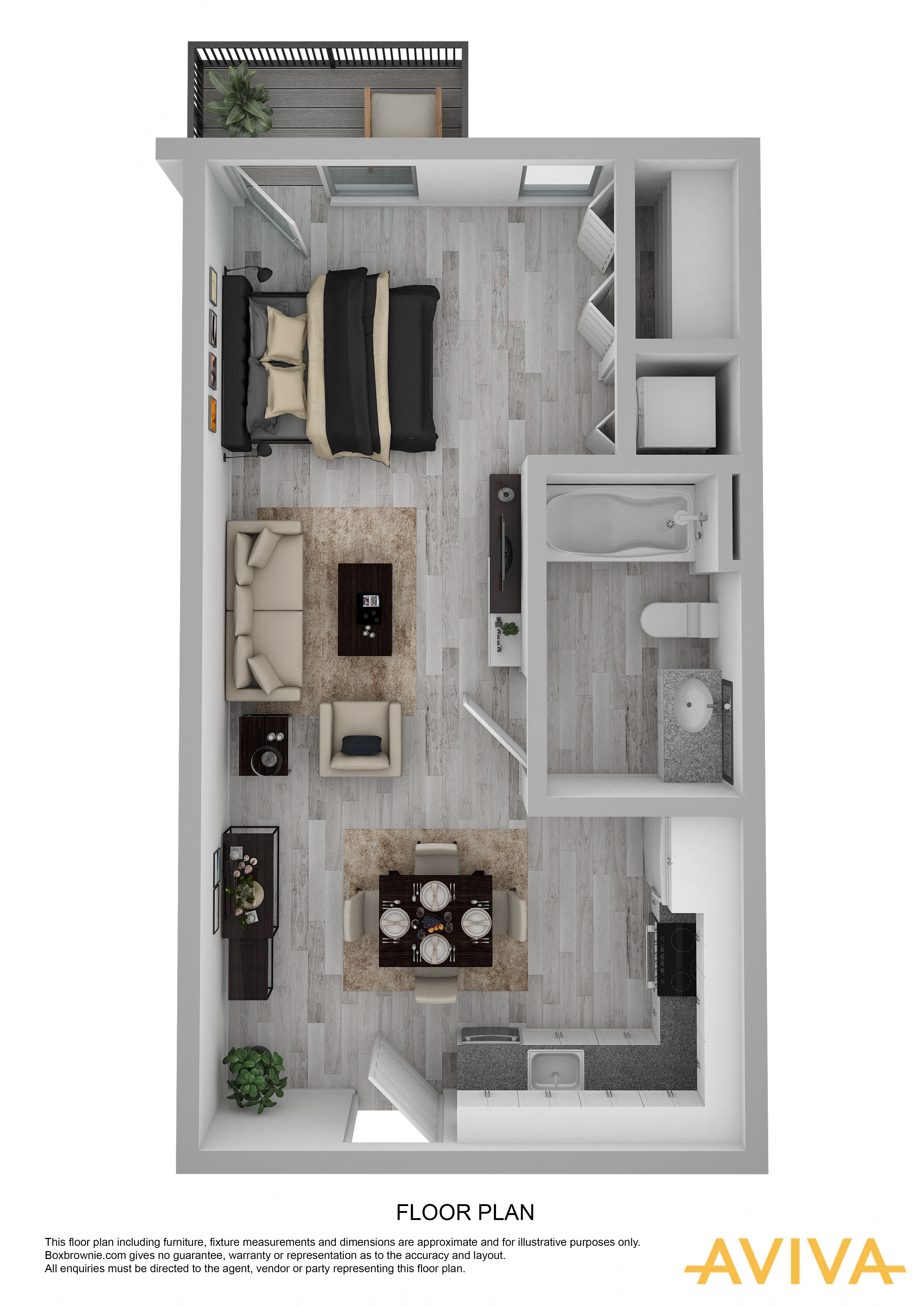 Floor plan for studio, 1 bath, 447 sqft